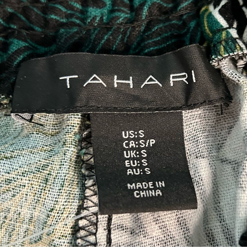 Tahari Jungle Flow Linen Blend Wide Leg Pants, Wide Stretch Waist. Small. New! - Picture 9 of 16
